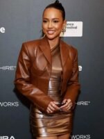 Divinity 2023 Karrueche Tran Brown Leather Jacket