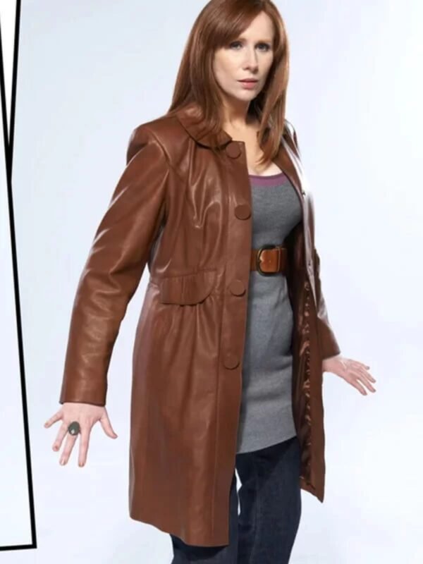 Doctor Who Season 4 Donna Noble Brown Leather Coat 