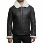 Dominique Aviator RAF Shearling Sheepskin Black Jacket