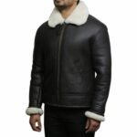 Dominique Aviator RAF Shearling Sheepskin Black Jacket
