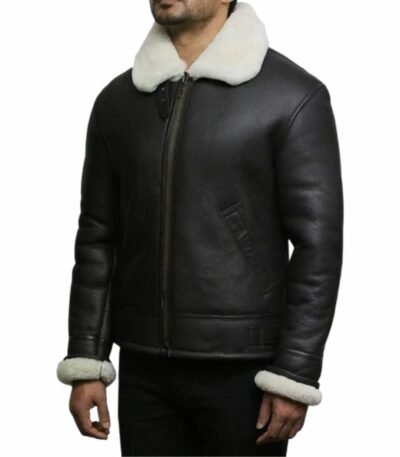 Dominique Aviator RAF Shearling Sheepskin Black Jacket