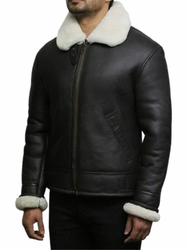 Dominique Aviator RAF Shearling Sheepskin Black Jacket