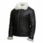 Dominique Aviator RAF Shearling Sheepskin Black Jacket