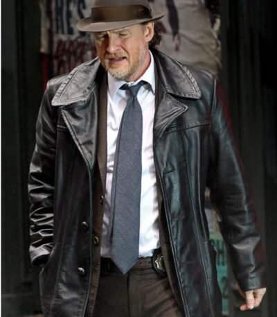 Donal Logue Gotham Black Leather Coat