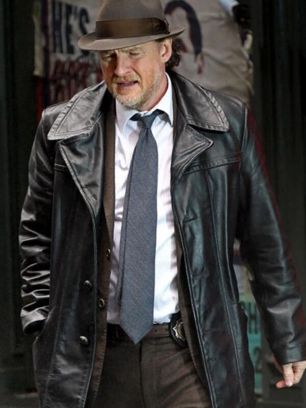 Donal Logue Gotham Black Leather Coat