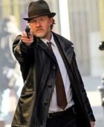 Donal Logue Gotham Black Leather Coat