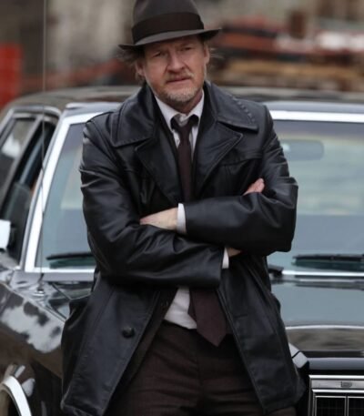 Donal Logue Gotham Black Leather Coat
