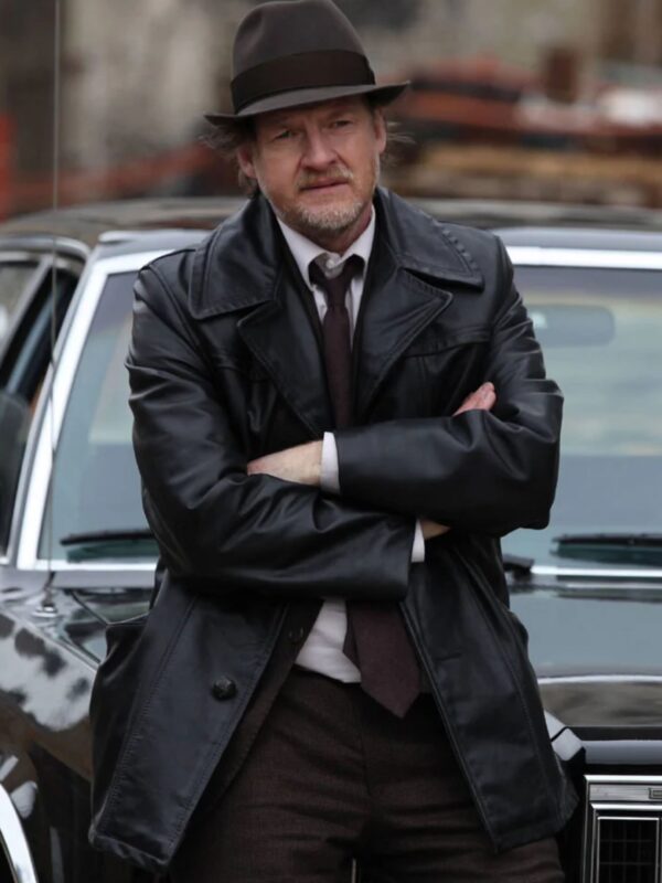 Donal Logue Gotham Black Leather Coat