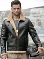 Donald-SF Shearling Black RAF Bomber Leather Jacket