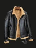 Donald-SF Shearling Black RAF Bomber Leather Jacket