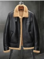 Donald-SF Shearling Black RAF Bomber Leather Jacket