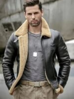 Donald-SF Shearling Black RAF Bomber Leather Jacket