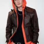 Dragon Ball Goku Brown Leather Jacket With Hood