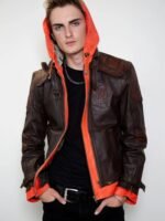 Dragon Ball Goku Brown Leather Jacket With Hood