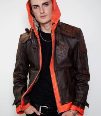 Dragon Ball Goku Brown Leather Jacket With Hood