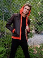 Dragon Ball Goku Brown Leather Jacket With Hood