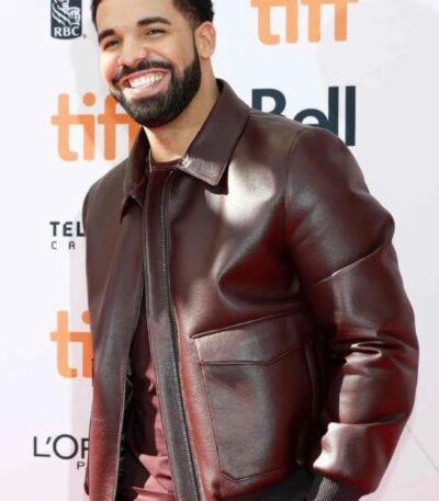 Drake Maroon Bomber Leather Jacket