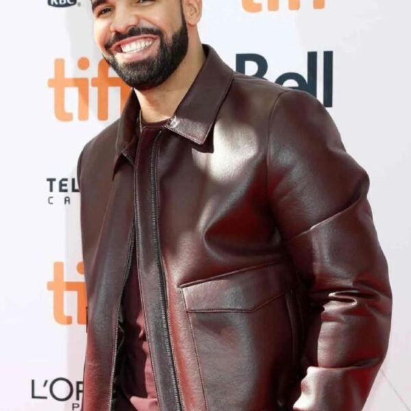 Drake Maroon Bomber Leather Jacket