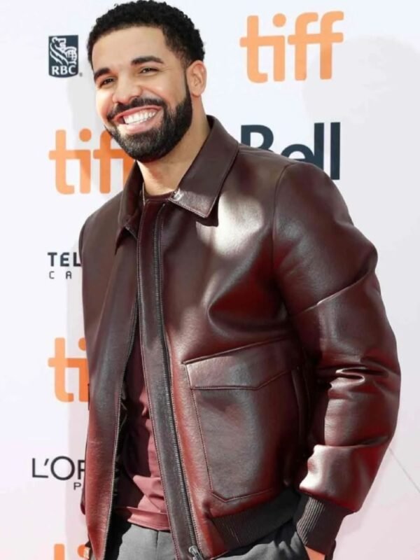 Drake Maroon Bomber Leather Jacket