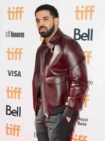 Drake Maroon Bomber Leather Jacket