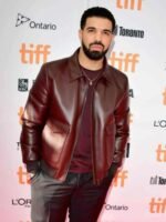 Drake Maroon Bomber Leather Jacket