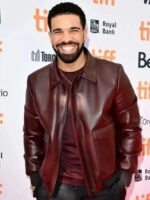 Drake Maroon Bomber Leather Jacket