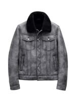 Dustin Grey Black Shearling Fur Trucker Jacket