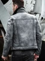 Dustin Grey Black Shearling Fur Trucker Jacket