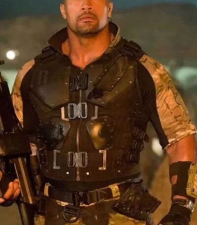 Dwayne Johnson G I Joe Retaliation Black Leather Vest