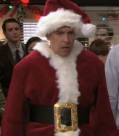 Ed Helms The Office Santa Claus Red Costume Christmas Jacket