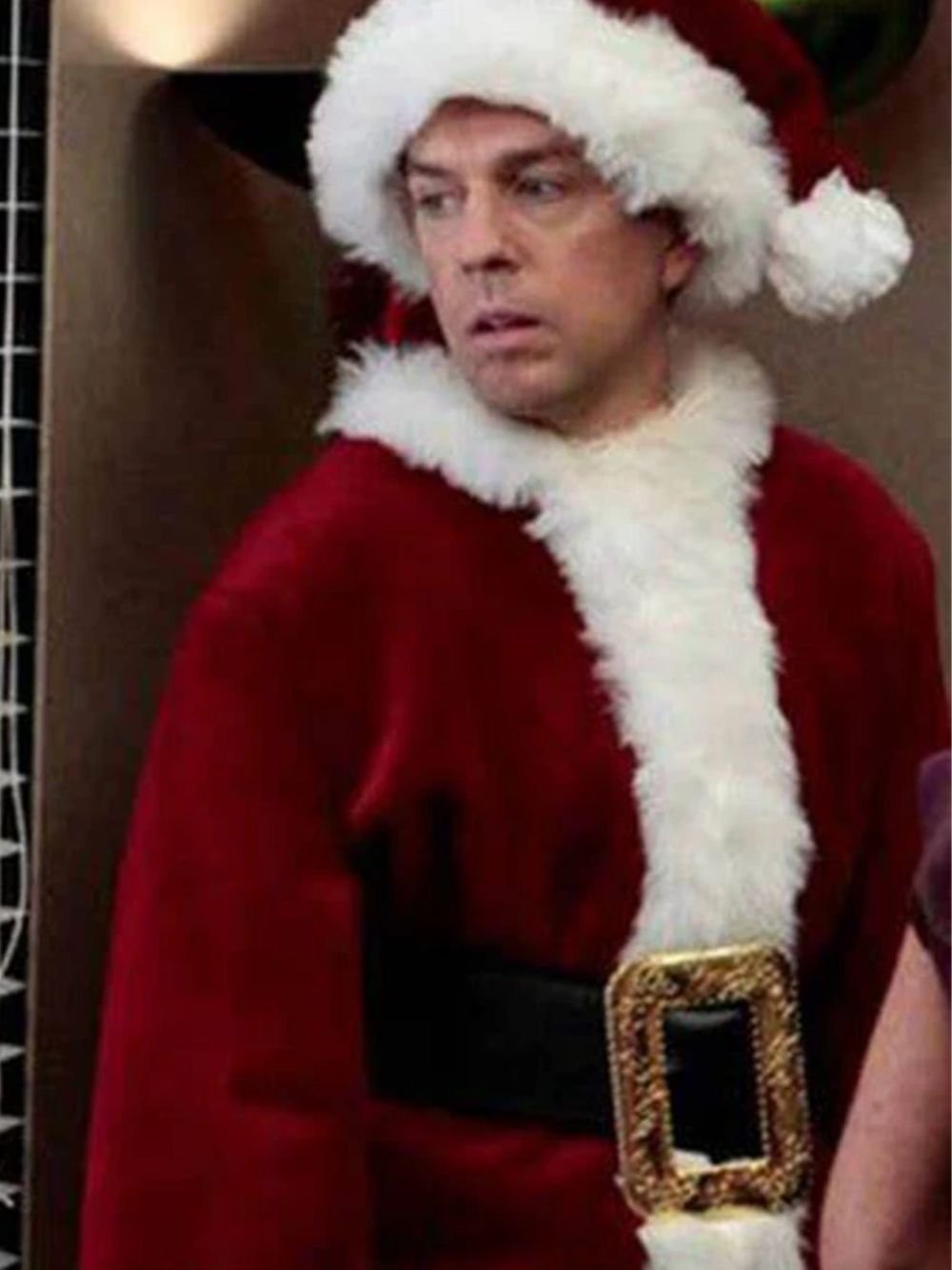 Ed Helms The Office Santa Claus Red Costume Christmas Jacket Ed Helms The Office Santa Claus Red Costume Christmas Jacket