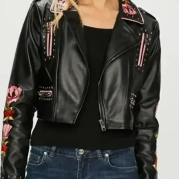 Elite S02 Carla Roson Black Biker Leather Jacket