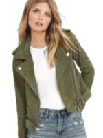 Elizabeth Lail You Biker Suede Leather Jacket