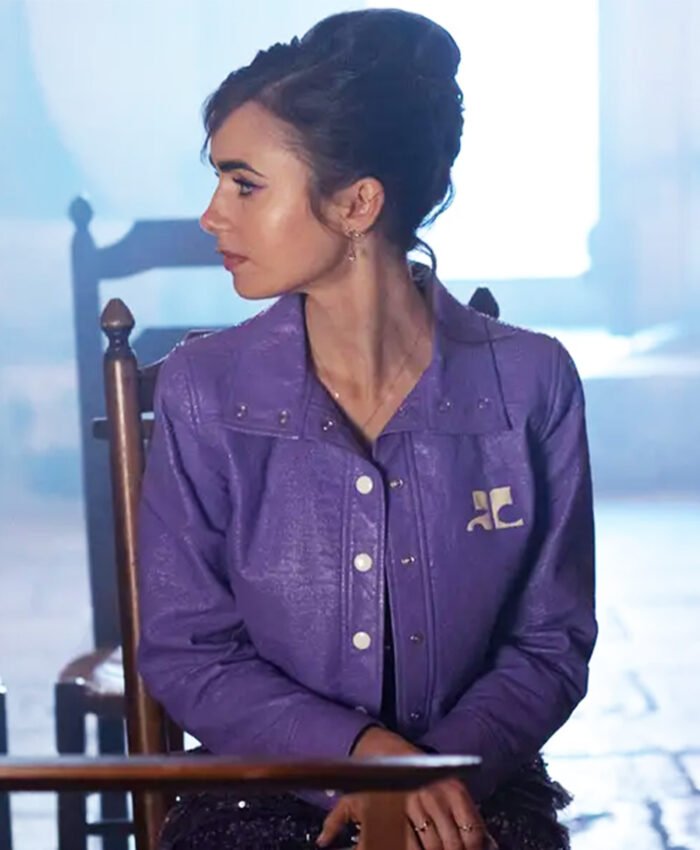 Emily Cooper S02 Emily In Paris Purple Leather Jacket