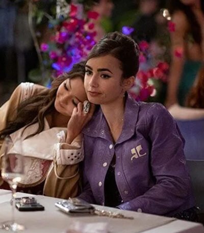 Emily Cooper S02 Emily In Paris Purple Leather Jacket