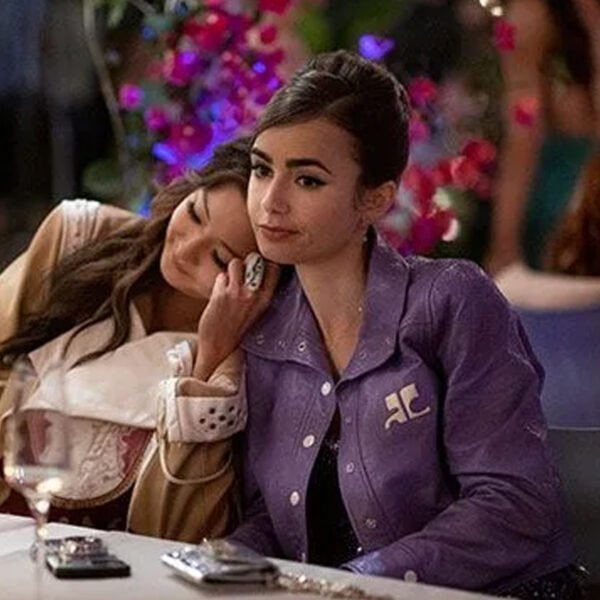 Emily Cooper S02 Emily In Paris Purple Leather Jacket