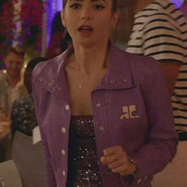 Emily Cooper S02 Emily In Paris Purple Leather Jacket