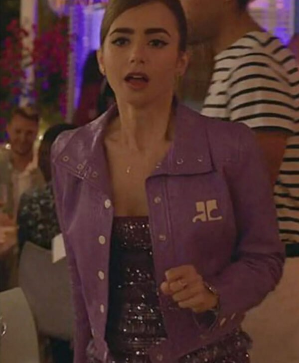 Emily Cooper S02 Emily In Paris Purple Leather Jacket