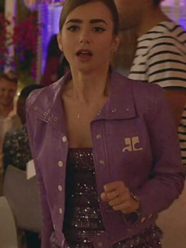 Emily Cooper S02 Emily In Paris Purple Leather Jacket