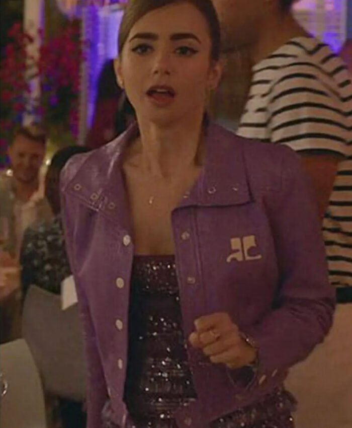 Emily Cooper S02 Emily In Paris Purple Leather Jacket