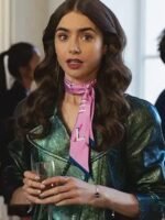 Emily In Paris Emily Cooper Moto Green Jacket