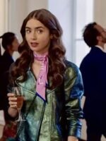 Emily In Paris Emily Cooper Moto Green Jacket