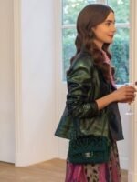 Emily In Paris Emily Cooper Moto Green Jacket