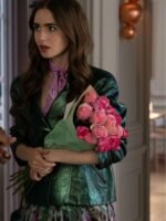 Emily In Paris Emily Cooper Moto Green Jacket