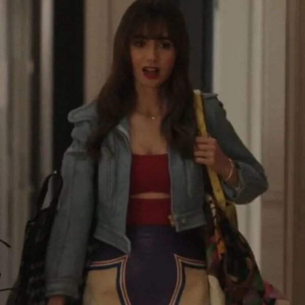 Emily In Paris S03 Lily Collins Cropped Leather Jacket
