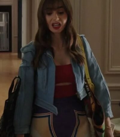 Emily In Paris S03 Lily Collins Cropped Leather Jacket
