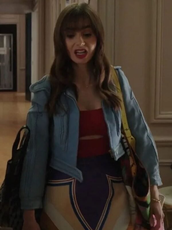 Emily In Paris S03 Lily Collins Cropped Leather Jacket