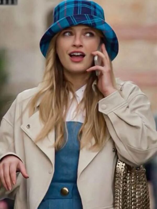 Emily in Paris S02 Camille Cream White Leather Jacket