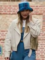Emily in Paris S02 Camille Cream White Leather Jacket