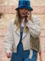 Emily in Paris S02 Camille Cream White Leather Jacket